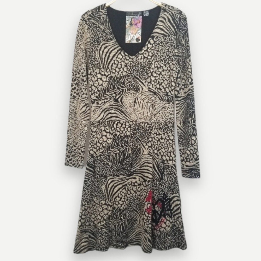 Desigual Animal Print Knit Sweater Dress